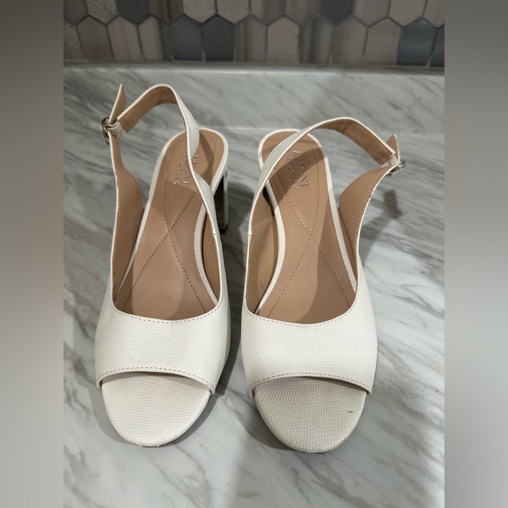Alfani White Peep-Toe Slingback Heels